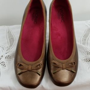 Bronze leather flats